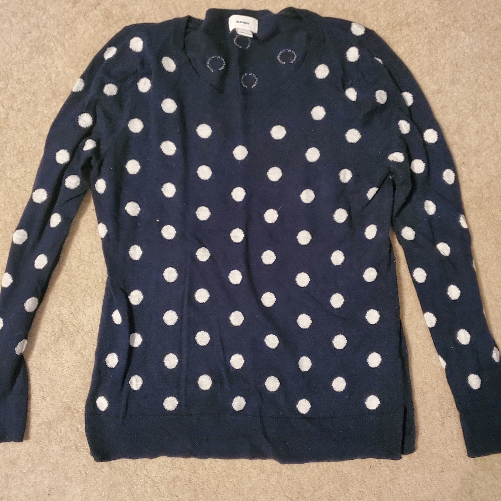 Navy polka dot sweater